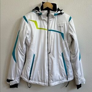 OBERMEYER Winter Ski Snowboarding Jacket Colorblock White/Sky/Lime Women's 4